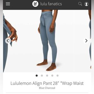 Lululemon Blue Charcoal Wrap Waist Leggings
